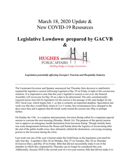 March 18, 2020 Update & New COVID-19 Resources Legislative