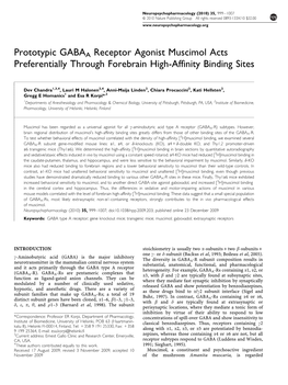 Prototypic GABAA Receptor Agonist Muscimol Acts Preferentially Through Forebrain High-Affinity Binding Sites