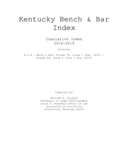 Kentucky Bench and Bar Index – 2014-2019