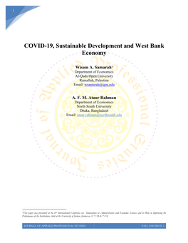 COVID-19, Sustainable Development and West Bank Economy