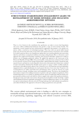 Structured Stakeholder Engagement Leads to Development of More Diverse and Inclusive Agroforestry Options