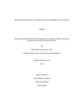 What Master Masafusa Said: an Analysis of the Content and Rhetoric of the Gōdanshō”