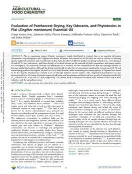 Evaluation of Postharvest Drying, Key Odorants, and Phytotoxins in Plai