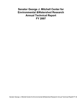 Maine Water Resources Research Institute Serves an Important Function in the State Through Its Support of Research, Graduate Studies, and Outreach