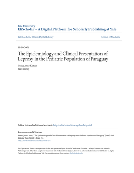 The Epidemiology and Clinical Presentation of Leprosy in the Pediatric Population of Paraguay