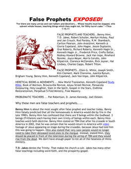 False Prophets EXPOSED! 