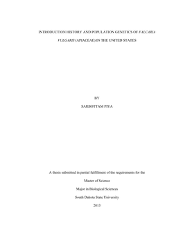 Introduction History and Population Genetics of Falcaria Vulgaris (Apiaceae) in the United States