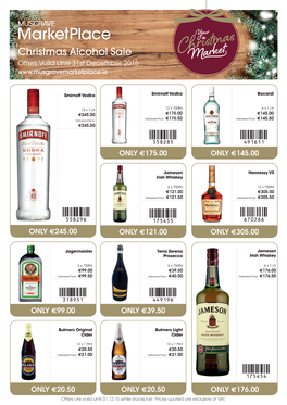 Christmas Alcohol Sale Offers Valid Until 31St December 2015