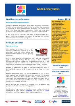 World Archery Congress Youtube Channel August 2013