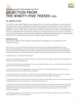 Selection from the Ninety-Five Theses 1520