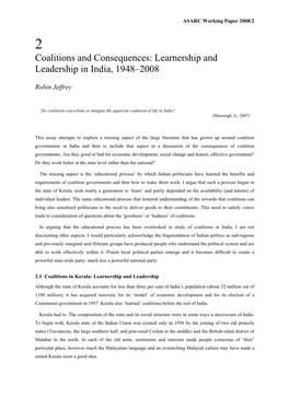 Learnership and Leadership in India, 1948–2008