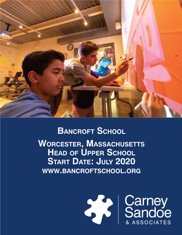 Bancroft School Worcester, Massachusetts Head of Upper School Start Date