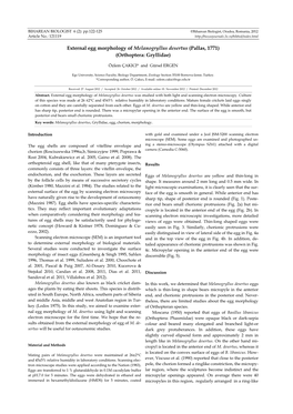 External Egg Morphology of Melanogryllus Desertus (Pallas, 1771) (Orthoptera: Gryllidae)