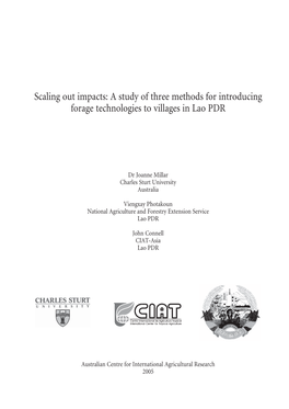 Scaling out Impacts: a Study of Three Methods for Introducing Forage Technologies to Villages in Lao PDR