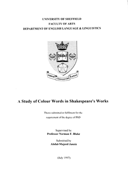 A Study of Colour Words in Shakespeare's Works