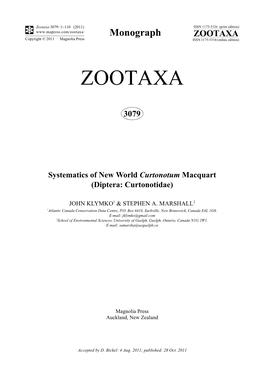 Systematics of New World Curtonotum Macquart (Diptera: Curtonotidae)