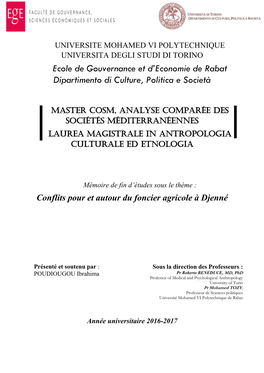 Ecole De Gouvernance Et D'economie De Rabat Dipartimento Di Culture, Politica E Società