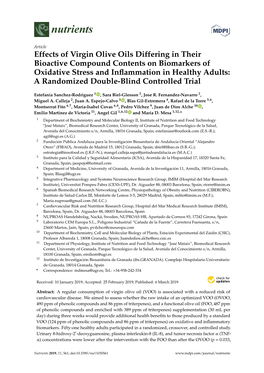 Effects of Virgin Olive Oils Differing in Their Bioactive Compound