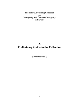 A Preliminary Guide to the Collection