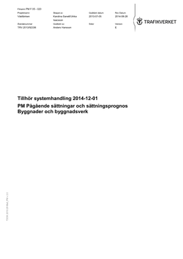 Tillhör Systemhandling 2014-12-01 PM Pågående Sättningar Och Sättningsprognos Byggnader Och Byggnadsverk 0