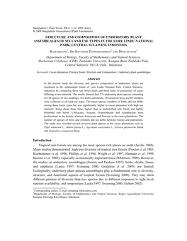 Structure and Composition of Understory Plant Assemblages of Six Land Use Types in the Lore Lindu National Park, Central Sulawesi, Indonesia