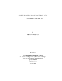 GYGES'dilemma: MORALITY and HAPPTI\Fess TI\F HERODOTUS