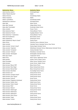 Pflanzen Sortiment Botanischer U. Deutsche Name