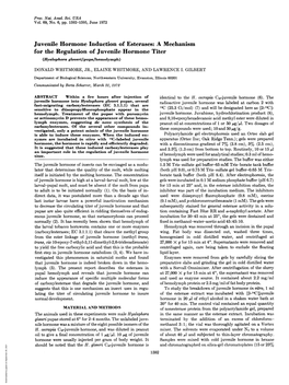 Juvenile Hormone Induction of Esterases