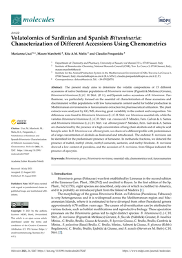Volatolomics of Sardinian and Spanish Bituminaria: Characterization of Different Accessions Using Chemometrics