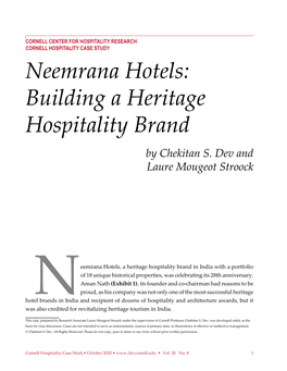 Neemrana Hotels Building a Heritage Hospitality Brand.Pdf (1.448Mb)