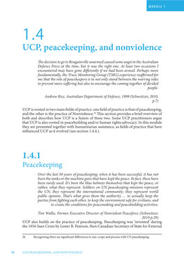 UCP, Peacekeeping, and Nonviolence 1.4.1