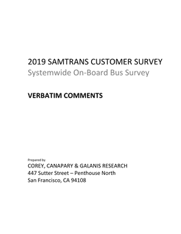 Samtrans Customer Satisfaction Survey Verbatims 2019