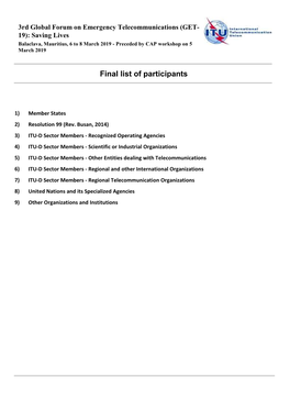 Final List of Participants