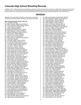 State Wrestling Records