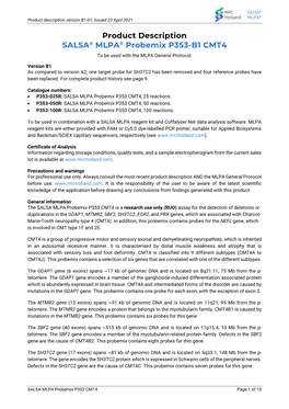 Product Description SALSA® MLPA® Probemix P353-B1 CMT4 to Be Used with the MLPA General Protocol