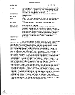 Proceedings of the Annual Meeting of the Association for Education in Journalism and Mass Communication (75Th, Montreal, Quebec, Canada, August 5-8, 1992)