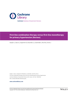 First-Line Combination Therapy Versus First-Line Monotherapy for Primary Hypertension (Review)