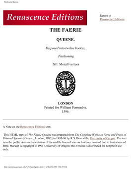 The Faerie Queene