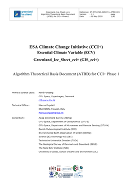 Algorithm Theoretical Basis Document (ATBD) for CCI+ Phase 1