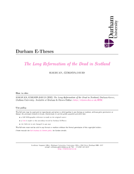 The Long Reformation of the Dead in Scotland