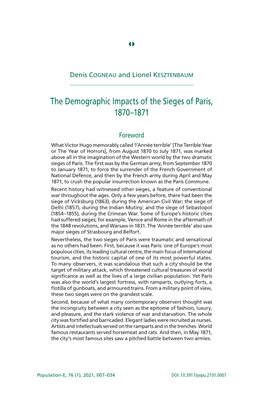 The Demographic Impacts of the Paris Commune, 1870–1871