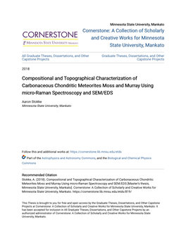 Compositional and Topographical Characterization of Carbonaceous Chondritic Meteorites Moss and Murray Using Micro-Raman Spectroscopy and SEM/EDS