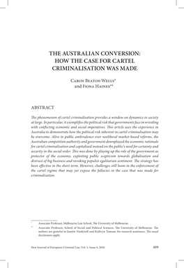 The Australian Conversion: How the Case for Cartel Criminalisation Was Made