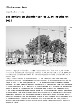 586 Projets En Chantier Sur Les 2246 Inscrits En 2014