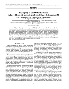 Phylogeny of the Order Rodentia Inferred from Structural Analysis of Short Retroposon B1 N