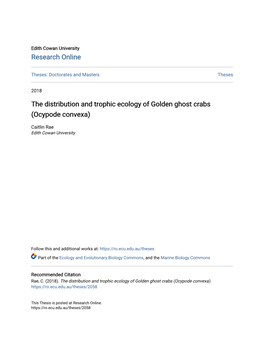 The Distribution and Trophic Ecology of Golden Ghost Crabs (Ocypode Convexa)