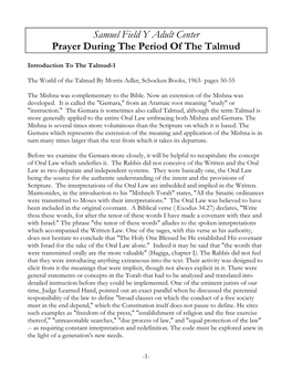 Handout Prayer in the Time of the Talmud