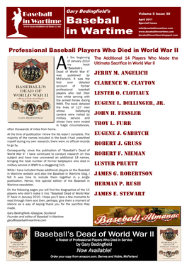 Baseball in Wartime Website and Also the Baseball in Wartime Blog, I JAMES G