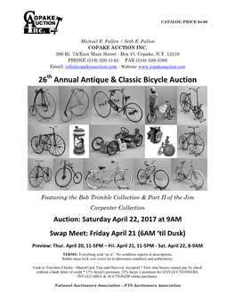 26 Annual Antique & Classic Bicycle Auction