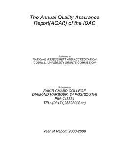 The Annual Quality Assurance Report(AQAR) of the IQAC